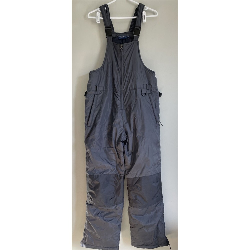 Cherokee Womens Gray Snow Pants Ski Bibs Overalls Water Resistant M
